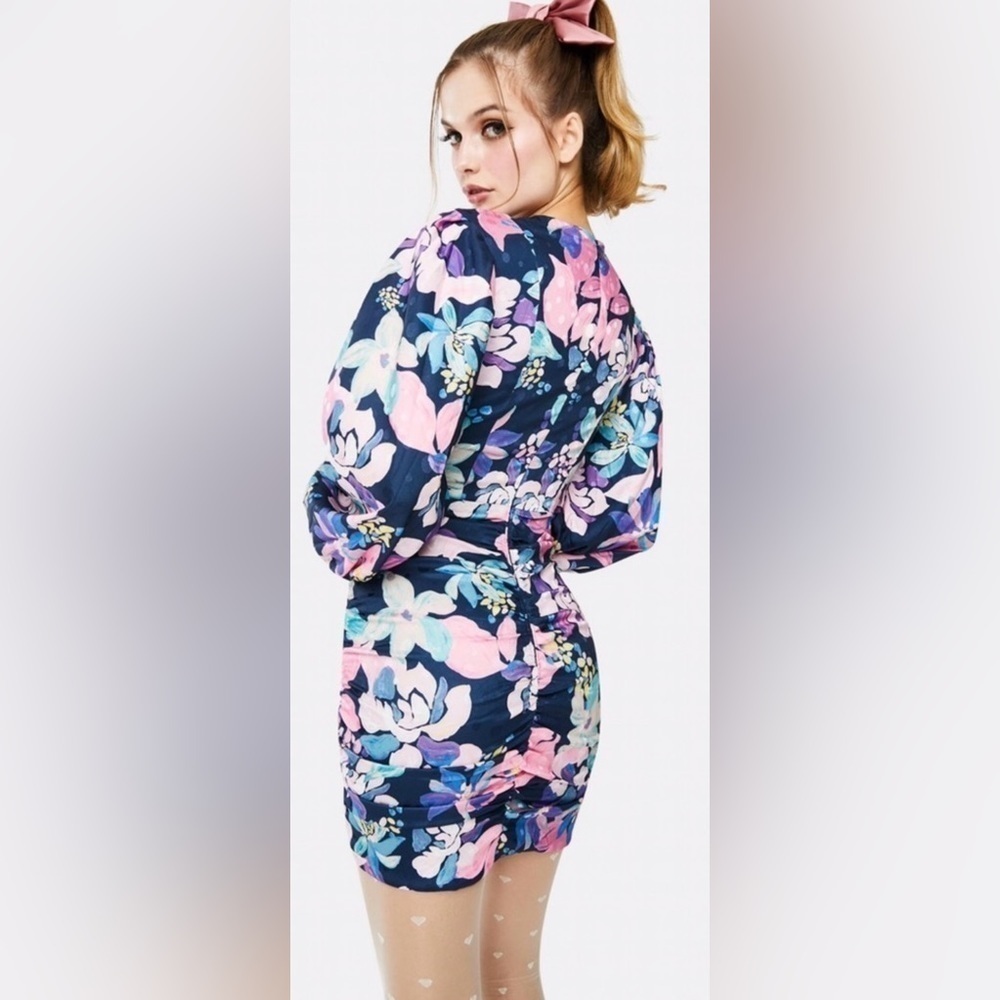 For Love & Lemons Wyatt Long-Sleeve Printed Mini Dress - Picture 5 of 17